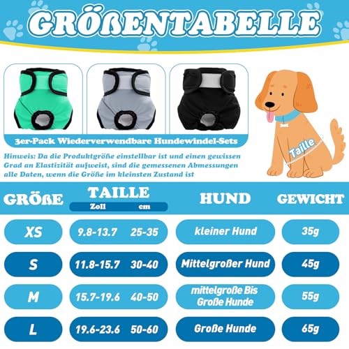 3 Stück Wiederverwendbare Hundewindeln,Hochabsorbierend Höschen für weibliche Haustiere,Hygienische Waschbare Windel Hund,Windeln für Hündinnen bei Läufigkeit und Inkontinenz (s, Muster 3)