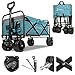 Produktbild Sekey Bollerwagen Faltbar 200KG Schwerlast, Faltbarer Bollerwagen Extra Breite Reifen 17x10 cm, Falt Bollerwagen Offroad Strand mit Teleskopstange Bremsen, Klassisch 3017, Hellblau