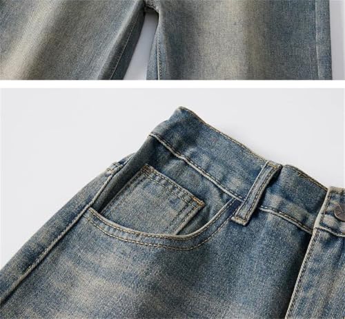 Men's Merican Retro Washed Jeans Loose Denim Trousers Hip-Hop Straight Wide-Leg Pants3