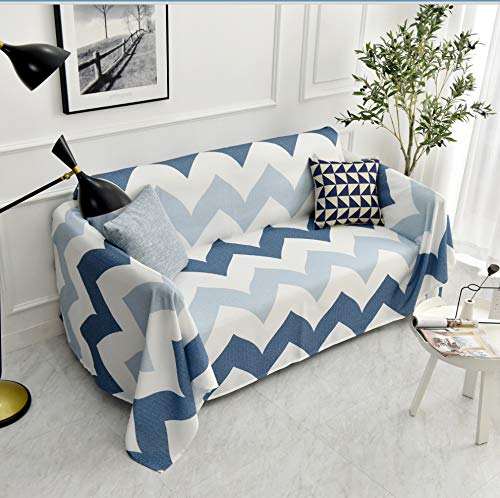 GYROHOME Couverture douce et légère avec motif ondulé bleu gris pour canapé, lit, canapé, voyage (bleu, 89 x 89 cm) Cover
