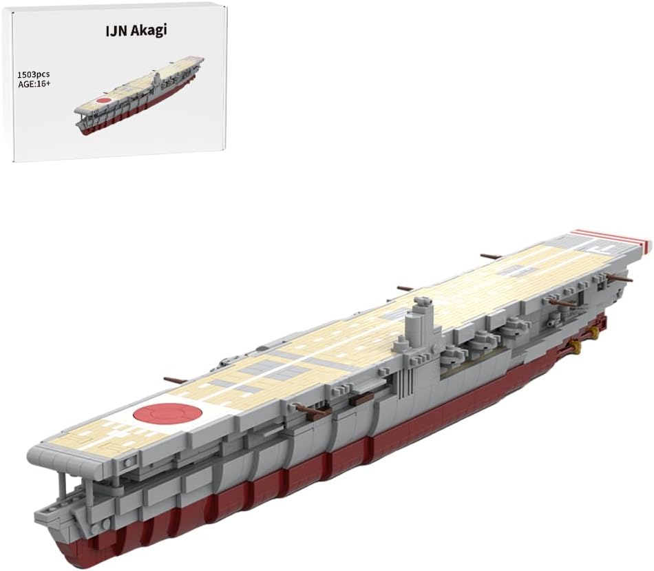 1:485 Akagi Aircraft Carrier Military Battleship Building Blocks Set, WWII Imperial Japanese Navy Ship Model, Ideal Gifts for Maritime Enthusiasts & Home Display Model (1,503PCS)