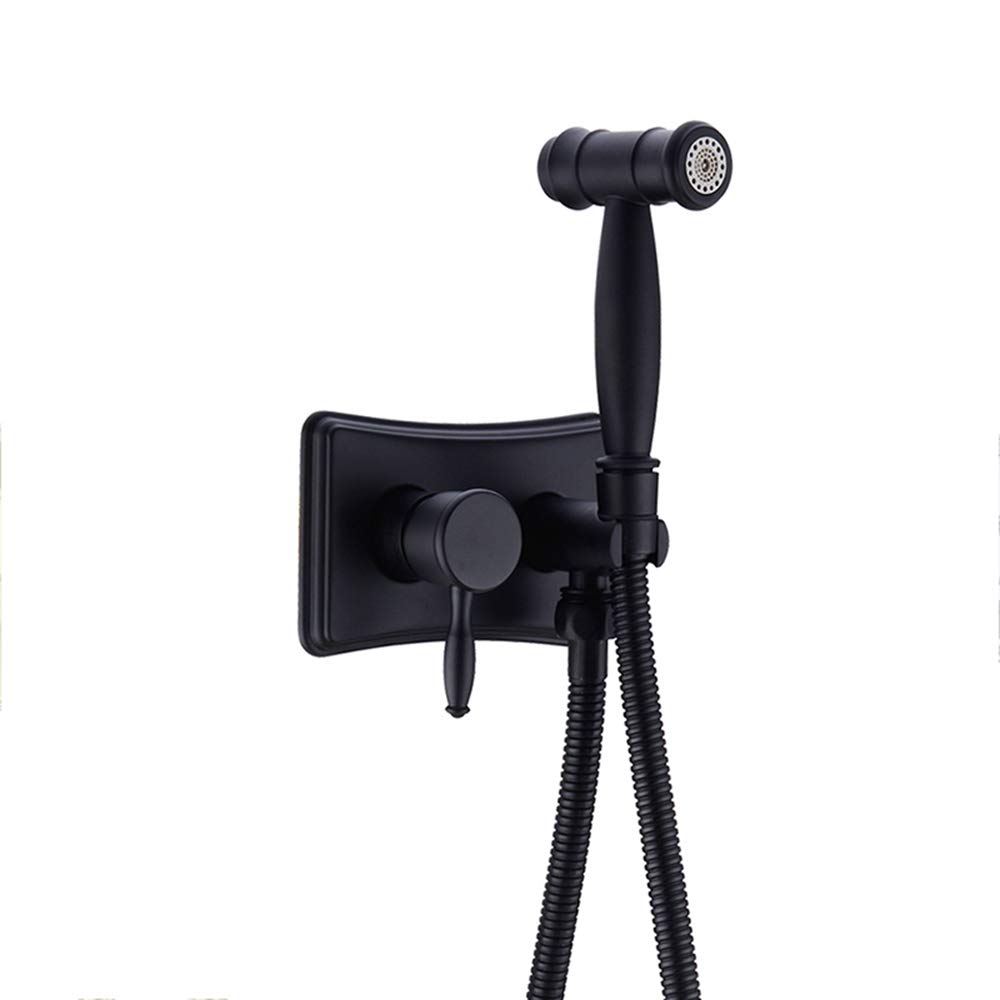 Spruzzatore per bidet con acqua fredda e calda, in ottone, portatile, per doccia, doccia, bidet, rubinetto, per l'igiene personale, il bagno degli animali domestici, cromato (nero
