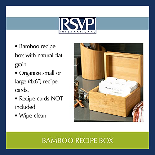 Rsvp International Bamboo Kitchen Collection Reusable And Biodegradable, Recipe Box, 7X5.6X4.5 #TOP6