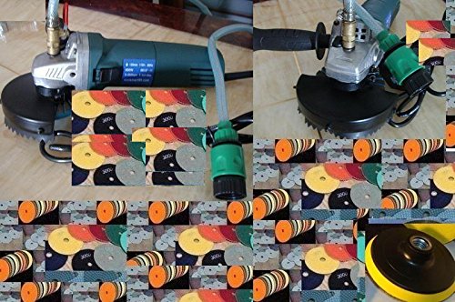 5 Inch Variable Speed Concrete Cement Granite Stone Travertine Wet Polisher Grinder & Diamond Pad 16+1 PCS