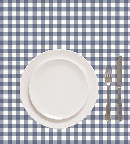 Image of Casableu Gingham Checks Navy Blue Table Cloth for 6 Seater Dining Table | 52x72 Inch Rectangular Table Cover | Dust-Proof, Washable Fabric | Decorative Checkered Dining Table Cover for Home