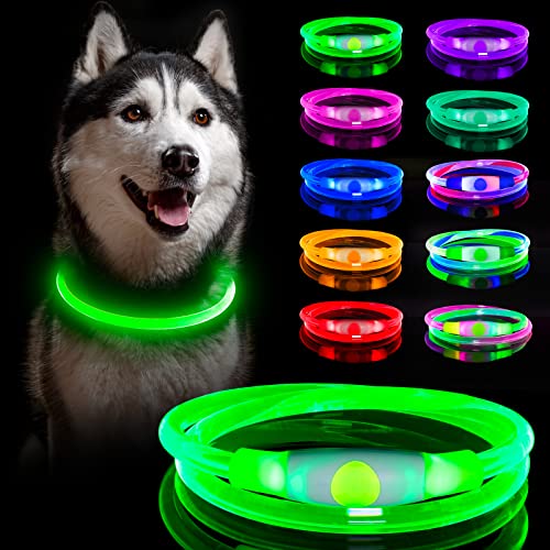 Usb Rechargeable Led Dog Collar 1 Count, Yfbrite Waterproof Light Up Dog Collars, Easy To Clean Led Cat Collar, Cuttable Dog Collar Light For Small, Medium, Large Dogs & Cats(Green) #TOP2