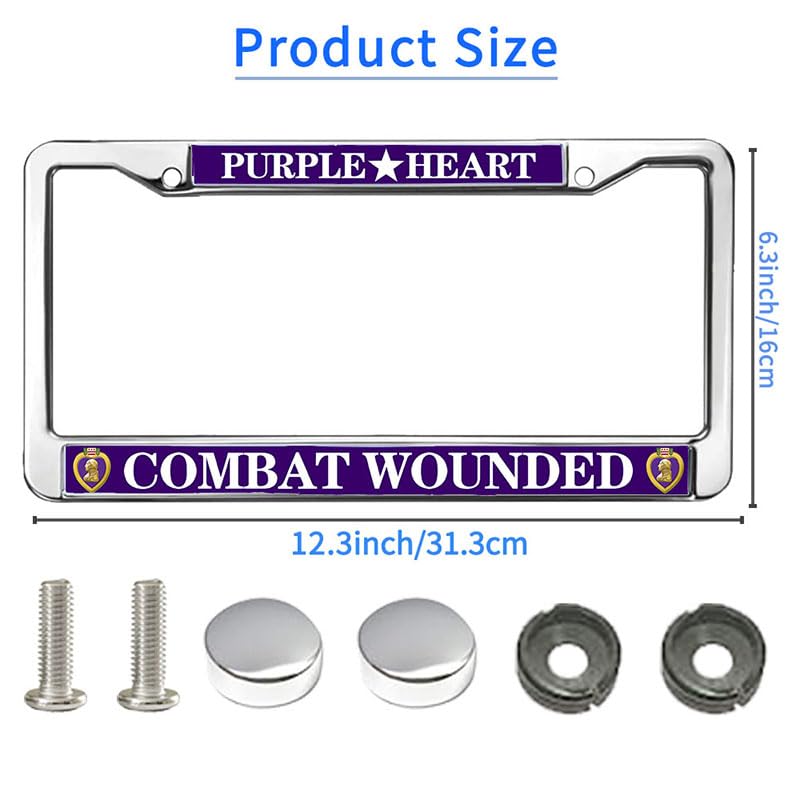Image of US Army License Plate Frame Anti-Theft Purple Heart Pride Scratch-Resistant License Plate Frame US Army Pride License Plate Frame Thankful Gift for Army Solider