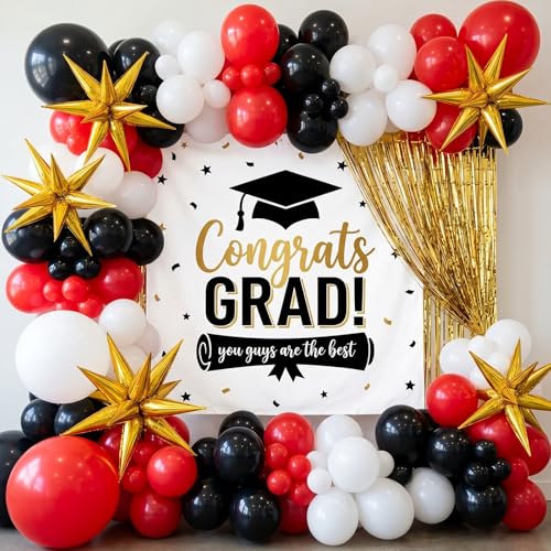 Image of RUBFAC Red Balloons 129pcs Different Sizes 18 12 10 5 Inch for Garland Arch Kit, Latex Balloons Wedding Anniversary Casino Bachelorette Citizenship Birthday Party Decorations