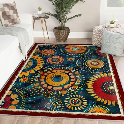 Tapis de chambre lavable à poil bas géométrique abstrait - 2