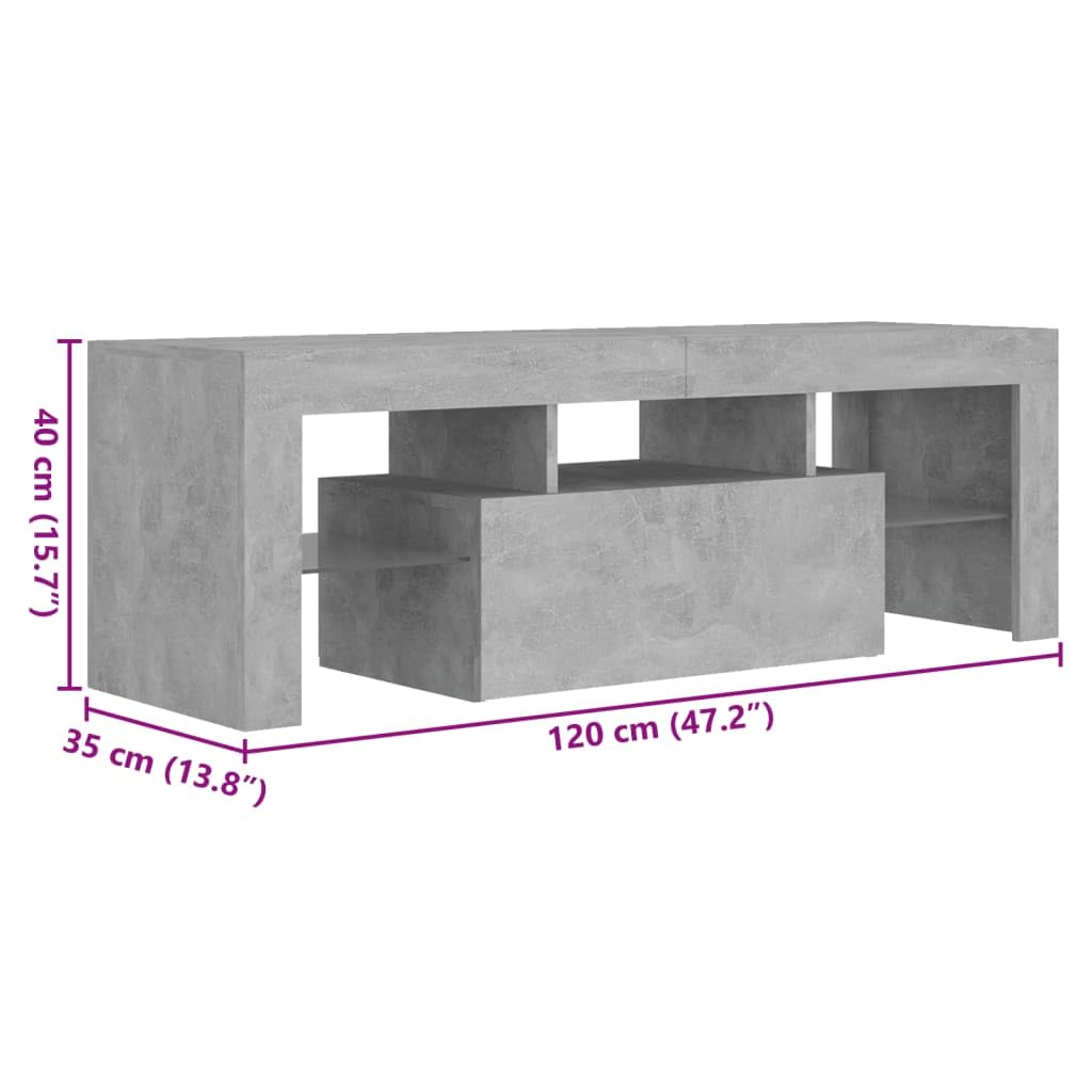 vidaXL Mueble para TV con Luces LED Soporte Armario Aparador Estante Salón Sala de Estar Decoración Entretenimiento Gris Hormigón 120x35x40 cm
