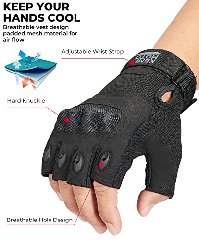 Kemimoto Fingerless Motorcycle Gloves For Men, Summer Tactical Gloves For Outdoor Work Sports, Exercise Gloves, Fingerless Cycling Gloves For Training Shooting Hunting Hiking Camping #TOP2