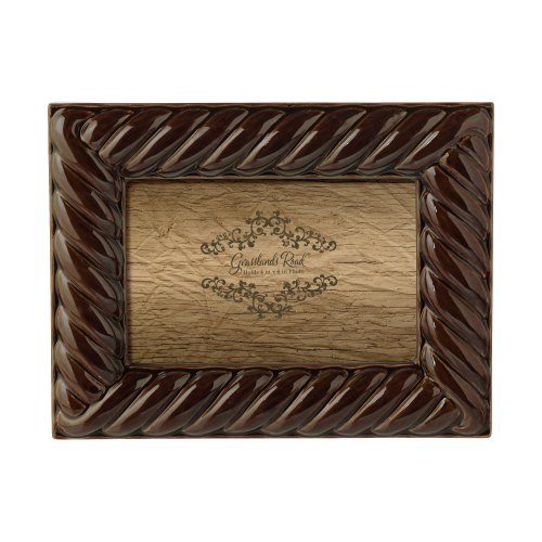 Grasslands Road Mahogany Large Rope Photo Frame, 4 by 6-Inch, Dipped Glaze, Ceramic, Gift Boxed