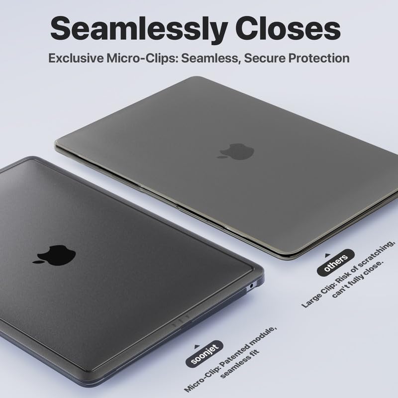 Image of Soonjet for MacBook Air 13 inch Case A2337 M1 A2179 A1932, 2020-2018, Black
