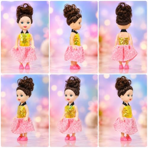 Image of Mini Fashion Dolls for Girls, Multicolor Princess Doll Set, Pack of 6