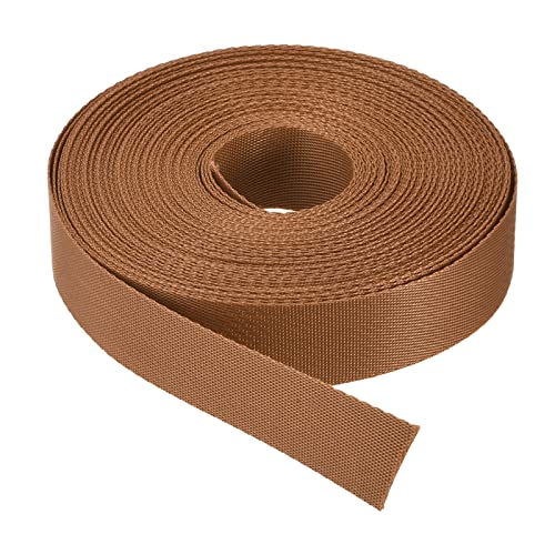 Image of MECCANIXITY Flat Nylon Webbing Strap 1 Inch 15 Yards Dark Brown for Backpack, Cargo Strap, Luggage-rack