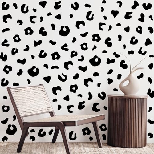 CharmFlo 10 hojas de 360 calcomanías de pared de leopardo extraíbles para despegar y pegar, decoración de vinilo con estampado animal para guardería, puerta de coche, hogar, dormitorio, fácil