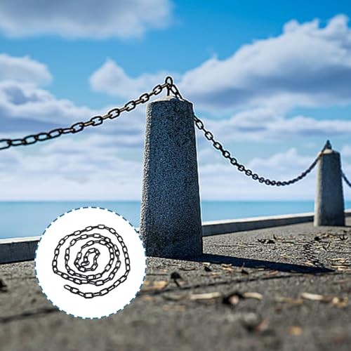 SYEYCW 1.5 Meter Schwarze Kunststoffkette, 6mm Kunststoff Absperrkette, Sicherheitskette Warnkette mit 5 S Haken, für Personenkontrolle, Warteschlangen, Parkplätze, Zäune, Absperrung Von Flächen