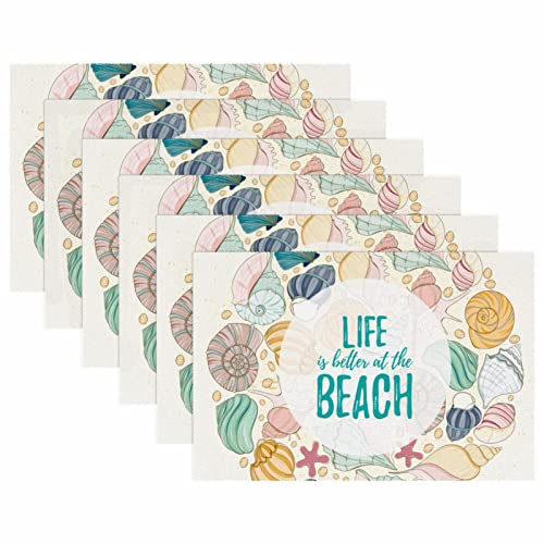 Sets de table coquillage conque de plage chic et durables de format 30,5 x 45,7 cm