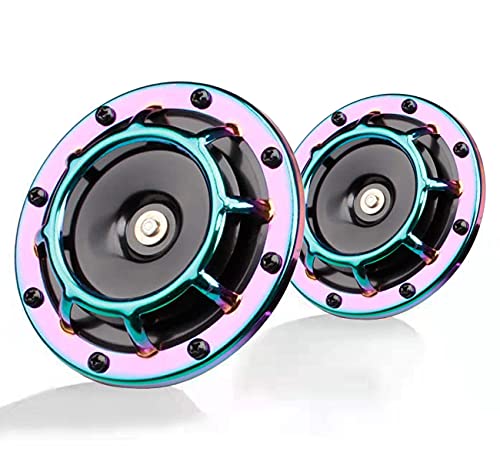 Car Horn 135db Loud Super Tone High Tone/Low Tone Metal Twin Horn Kit with Protective Grill for Any 12V Motorcycle Car Truck SUV etc (colour 2pcs)