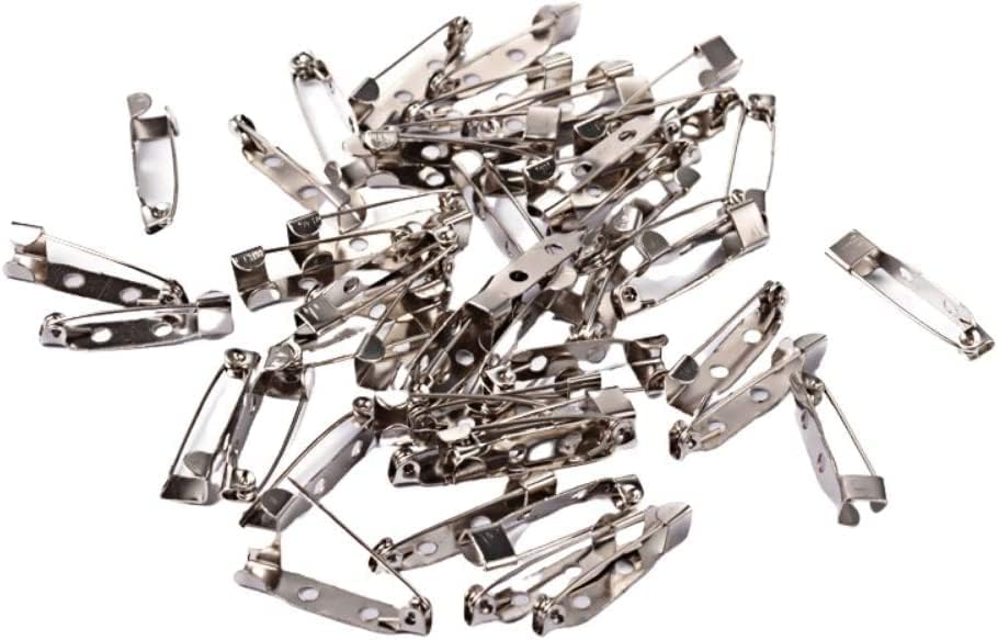 Brooch Backs Pin Badge Pins, 50 Pack 25mm 1 inch, with Back Bar Fastener