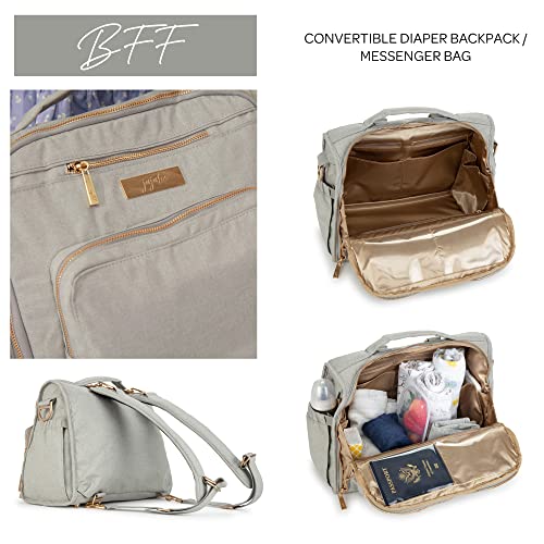 JuJuBe Diaper Bag, Travel Backpack and Large Tote with Portable Changing Pad, Stroller Hooks & Pockets for Baby Bottles, Diapers, Pacifier, Snacks, and Daily Essentials, BFF - Pebble