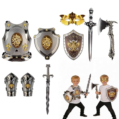Disfraz infantil de caballero con armadura, pack x2