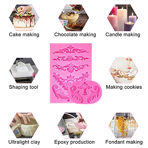 Lovesmile PXS-080 Silicone Fondant Moulds, Pack of 5 Silicone Moulds, Relief Silicone Moulds, 3D Baking Moulds - Image 3