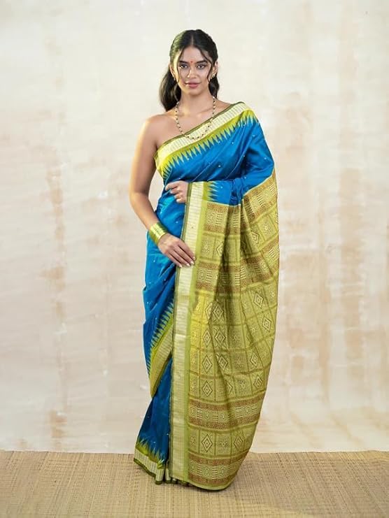 Image of Handmade Pure Bomkai Silk Saree Khandua Natural Silk Ikkat Saree For Women /Ethnic Wear /Traditonal Saree /Handloom Saree With Regular Fit Blouse Piece