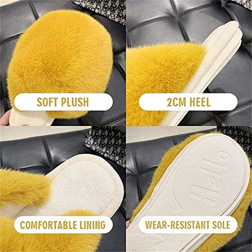 Women's Plush Ball Warm Slippers, Cute Fluffy Furry Slippers Women White Pink, Winter Rabbits Fur Slippers, Anti-Slip Soft Bottom Cotton Slippers, for Home Indoor Outdoor4