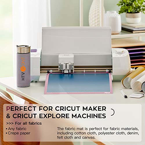 Image of HTVRONT Fabric Grip Cutting Mat, 3 Pcs Cutting Mat 12x12 Compatible with Cricut Maker 3 /Maker 4 /Maker /Explore 3 /4 /5 /Air 2 /One, Fabric Adhesive Sticky Quilting Cutting Mats Replacement Accessories