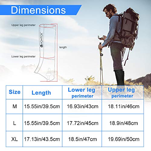 V VONTOX Leg Gaiters, Waterproof Rainproof Snow Boot Nylon Gaiters(M) for Women/Men, Adjustable Breathable Gaiters for Hiking, Hunting, Snowshoeing, Garden - Thumbnail 7