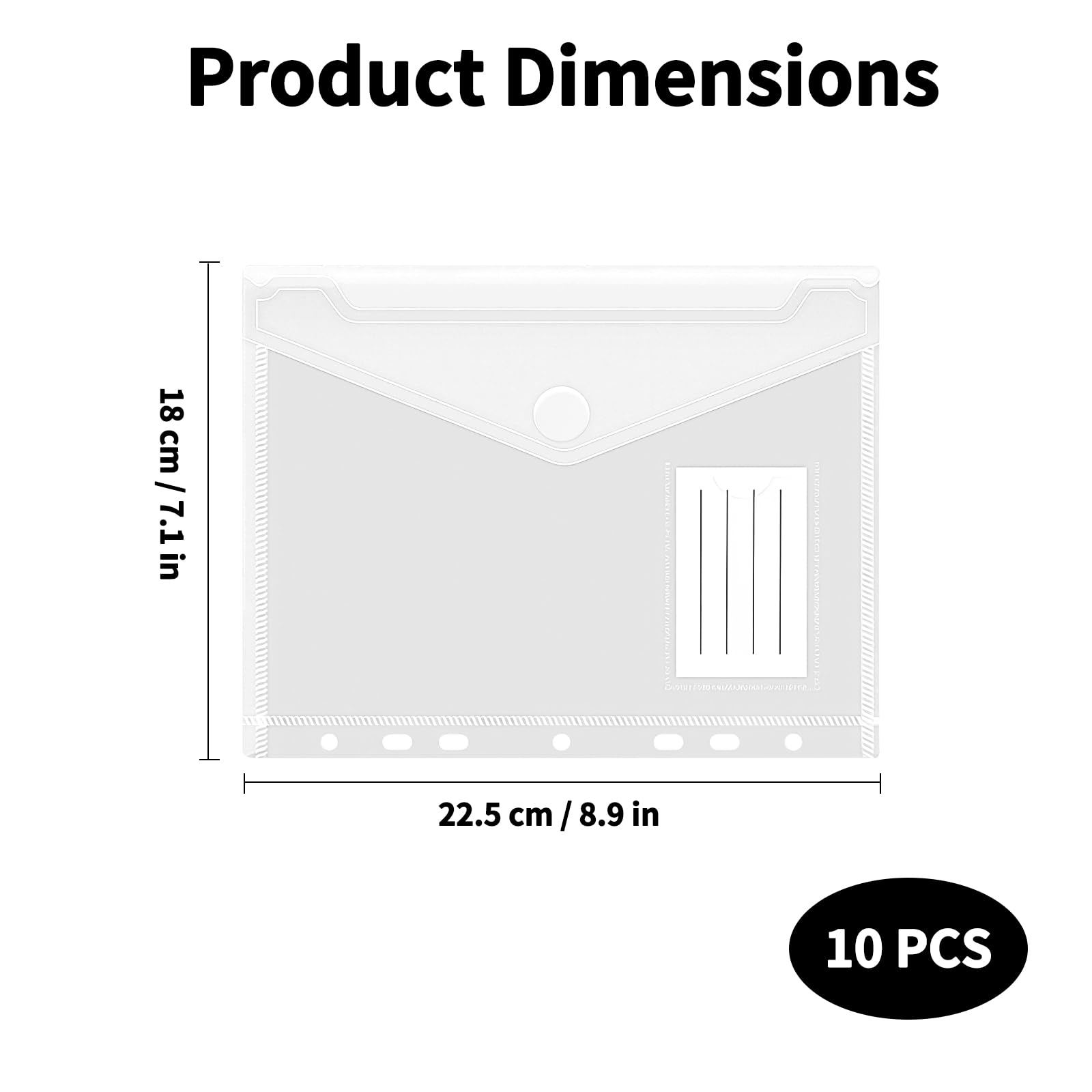 VOSSOT 10 PCS Portadocumentos A5 con Etiqueta, Carpeta A5 Transparente de Plástico PP Impermeable, Fundas de Plástico a5 con 7 Agujeros, Sobres de Plásticos Pequeños para Oficina, Escuela y Hogar