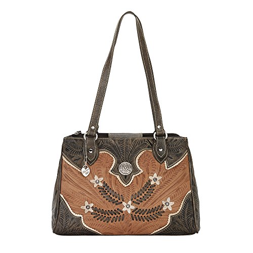 American West Desert Wildflower Multi-Compartment Organizer Tote for Women - 100% Genuine Leather2