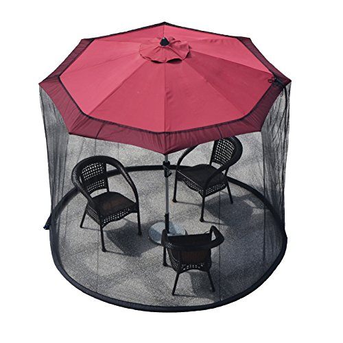 YAMEI Outdoor Garden Patio Umbrella Table Screen Mosquito Net 9 de Foot| Canopy Curtain | Fixed by Water Pipe | Fits Over 7 'Or 9' Umbrella