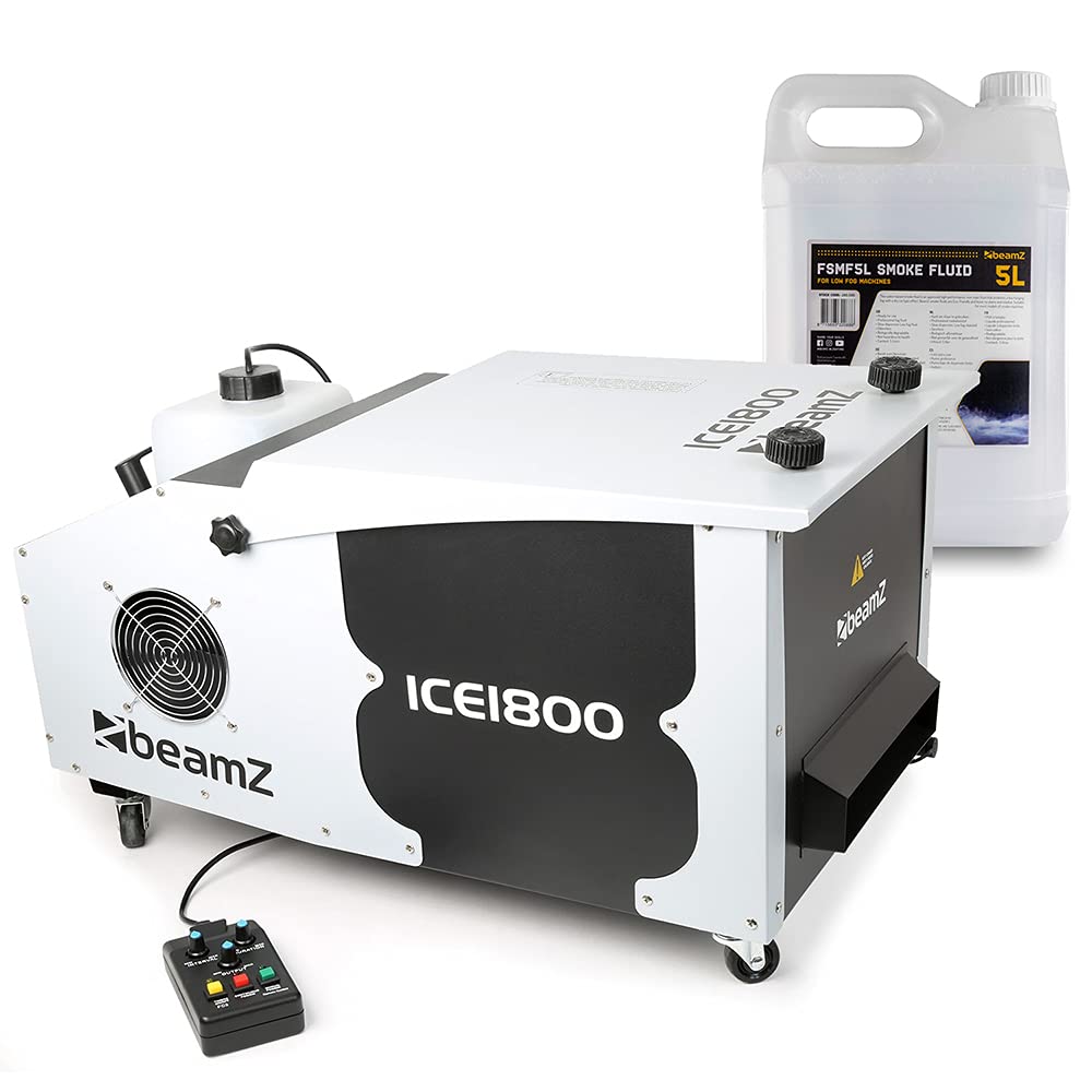 Power Dynamics Beamz ICE1800 Low Fog Machine with Smoke Fluid, High-Performance Ground Level Effect, Ideal Dry Ice Alternative for Events, Parties, Stage Performances and Weddings
