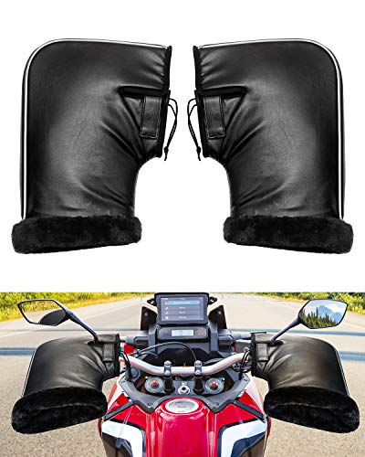 ISSYZONE Gants Moto Universels de Guidon, Gants d'hiver Chauds en Peluche, Manchons Thermiques Convient à Scooter, Moto, Coupe-Vent et Imperméable, Installé sur Poignée, Protction de La Neige