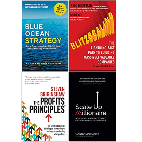 Blue Ocean Strategy Expanded Edition [Relié], Blitzscaling, The Profits Principles, Scale Up Millionaire 4 Books Collection Set