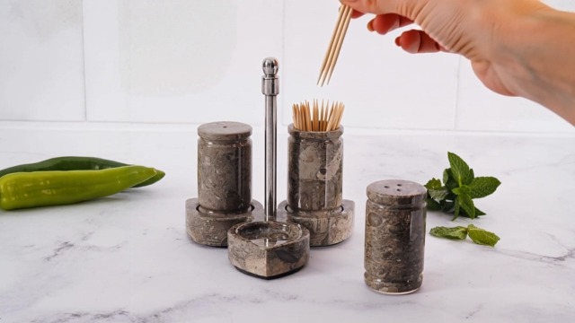 Amazon.com: Marble Salt and Pepper Shakers Set of 3 – Handmade