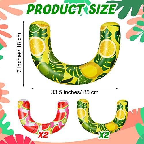 4 Pcs 33.5" Large Inflatable Curved Pool Noodles Swimming Travel Pool Float In Fruit Pattern Comfortable Lemon Watermelon Swimming Noodles Pool Accessories For Summer Beach Pool Party #TOP1