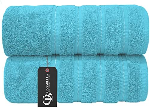 Casabella Premium Quality 2 Pk Purple Bath Sheets 100% Combed Cotton 650 GSM Jumbo Bath Sheet Set Quick Dry Towels Bath Sheets Highly Absorbent 2 Purple Extra Large Bath Towels