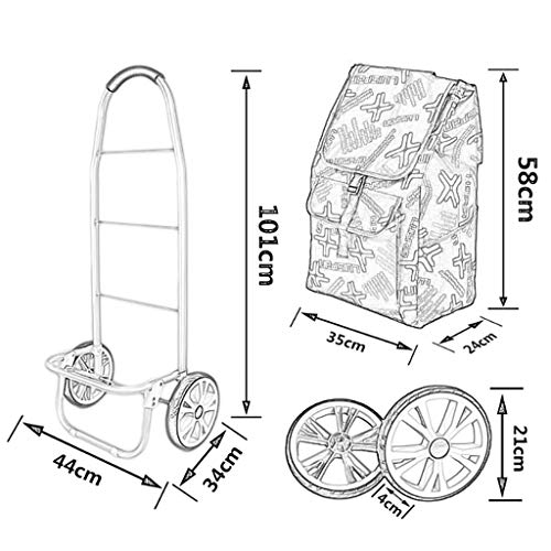 GJ-gwcd Zusammenklappbarer Einkaufstrolley / tragbarer Gepäckwagen / Einkaufstasche / Einkaufstasche / leichter Einkaufskorb für Zuhause, kleiner Einkaufskorb, Tragkraft: 40 kg (Farbe: B) – Bild 3