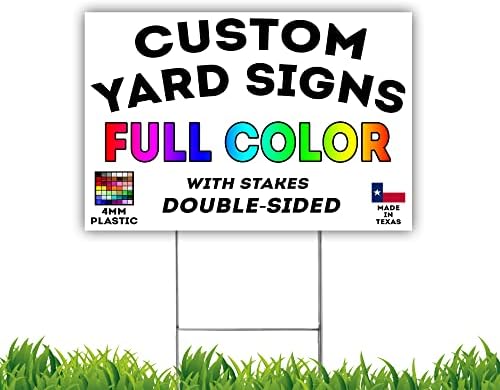 Custom Full-Color Yard or Lawn Signs Double-Sided Corrugated Plastic with Metal H-Stake Stand - Great for Political, Small Business, Arts 'n Crafts, Events, Real Estate and More! (18x12")
