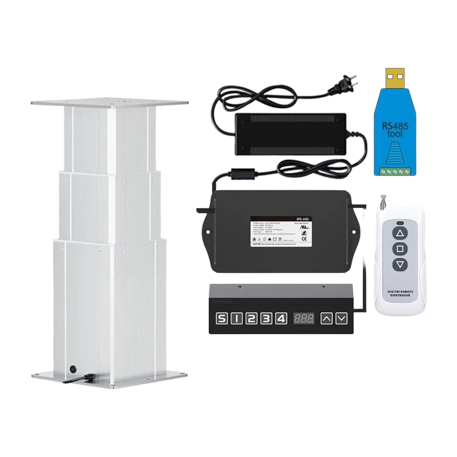 Hebe Säule 200kg Last 10mm/s Hall-Sensor-Steuerung, Hebeplattform Hebe-Träger(80KG Load 30mms; H480-Trip 550mm; 2PCS-1V2)
