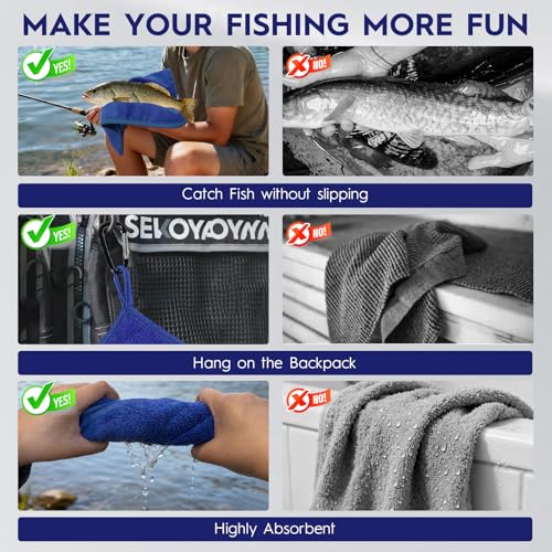 BasicGear Fishing Towel, 3 Pack, 16x16 in, Black/Gray/Blue, Microfiber - image 7