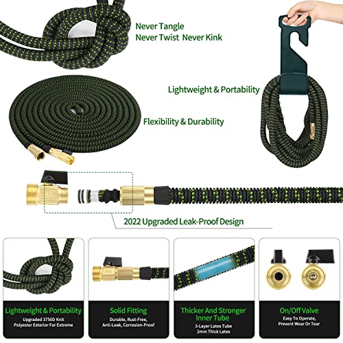 100 FT Garden Hose Expandable Hose - All New 2026 Flexible Water Hose with 10 Functions Spray Nozzle - Car Wash Hose with Solid Brass Connector, Leakproof Lightweight Expanding Pip image 6