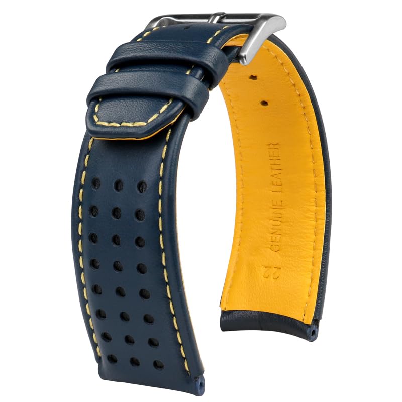 Cinturino da uomo in vera pelle di colore blu 22mm 23mm cinturino per Citizen AT8020-54L / JY8078 con cinturino con fibbia pieghevole