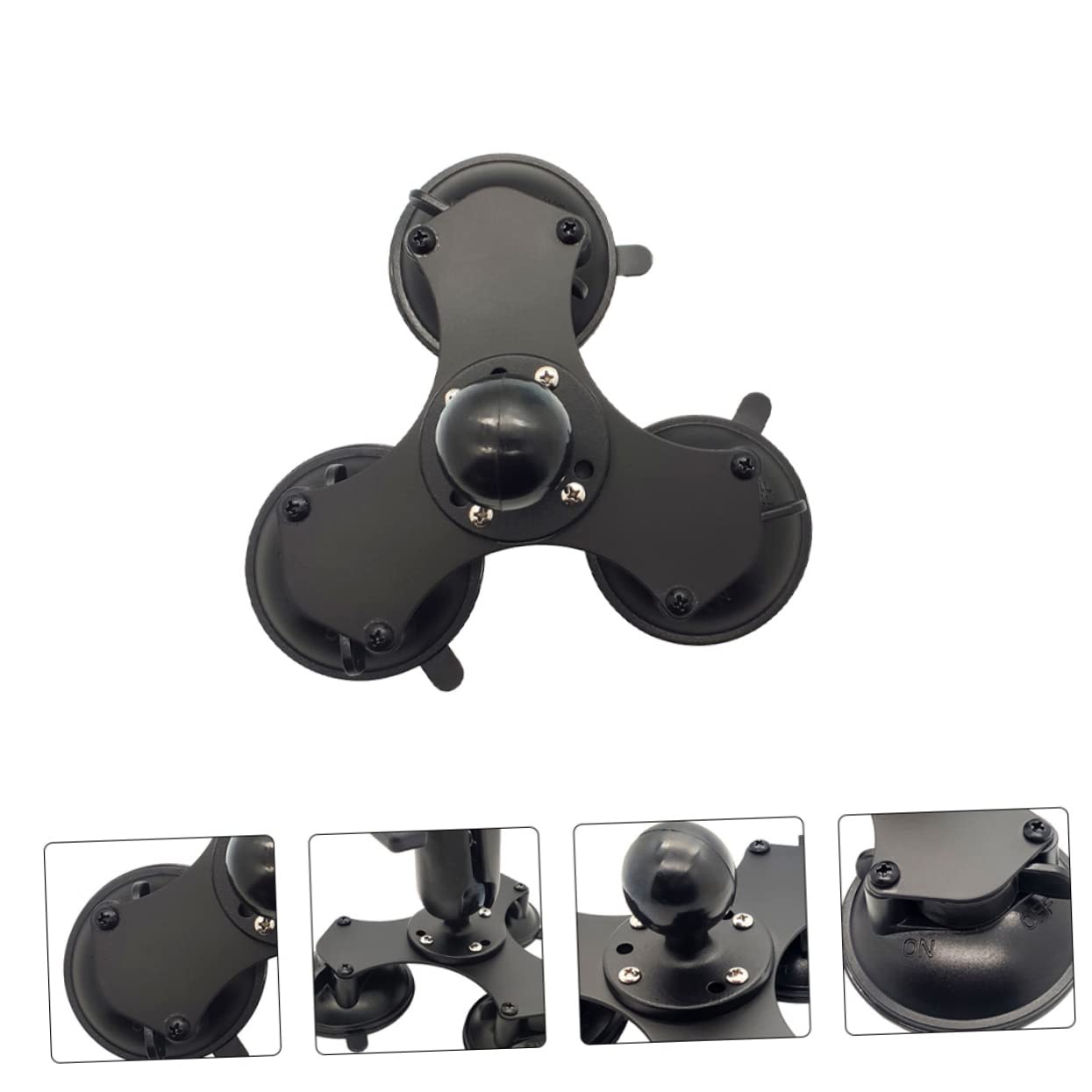 SHINEOFI Soporte De Ventosa para Parabrisas Triple Ventosa Base Ajustable Cierre Giratorio para Coche Ventana Compatible GPS Telefono Navegador