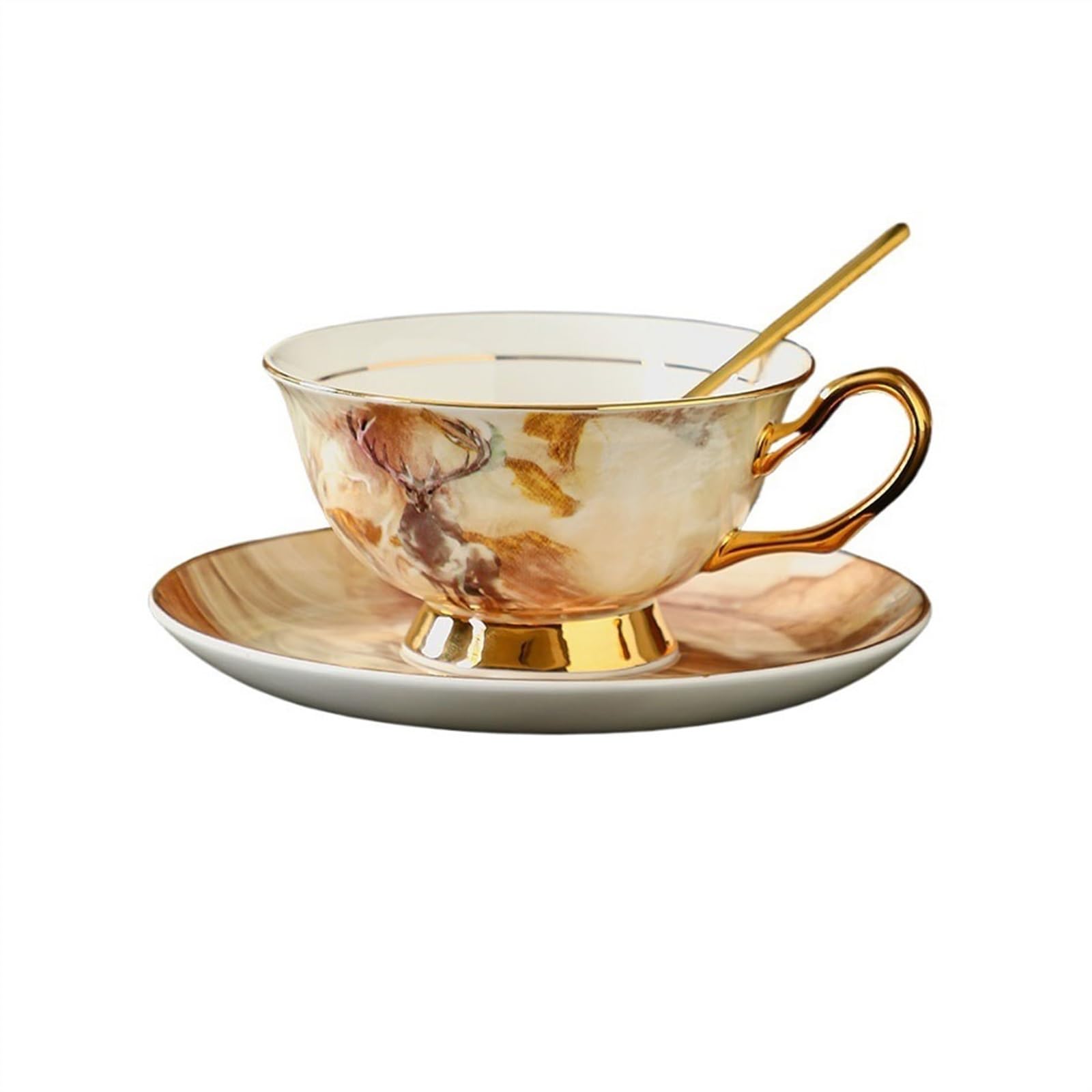 Tasse Tasses Service à thé européen de luxe léger en porcelaine, ensemble tasses café haut gamme rétro, l'après-midi britannique