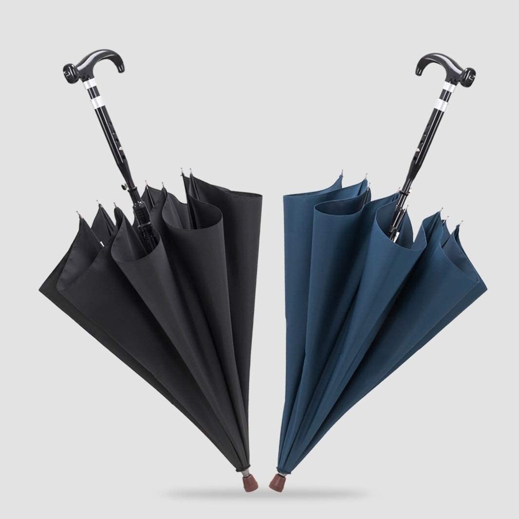 Parasol Podróżny Parasol Do Gry W Golfa Lekki Parasol Z Kijkiem Z Regulowaną Wysokością Parasol Z Laską Spacerową Dla Seniorów Lub Każdego, Kto Potrzebuje Pomocnej Dłoni Odporny na Burzę (Color : Bla