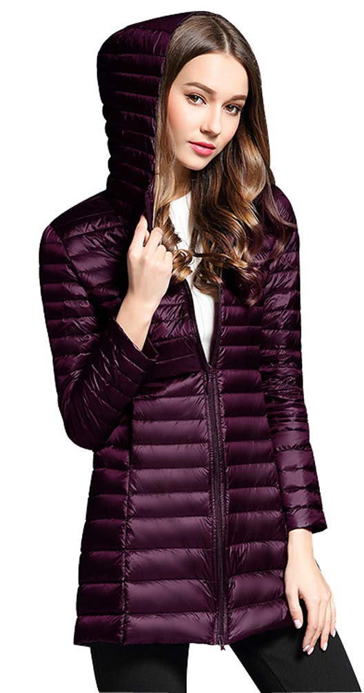 Abrigo Largo Plumas Mujer Plumiferos Ligeros Plumon Acolchado Chaquetas con Capucha Abrigos Chaquetones Anorak Plumifero Señora Cazadoras Acolchada Plumas Ultralight Primavera Otoño